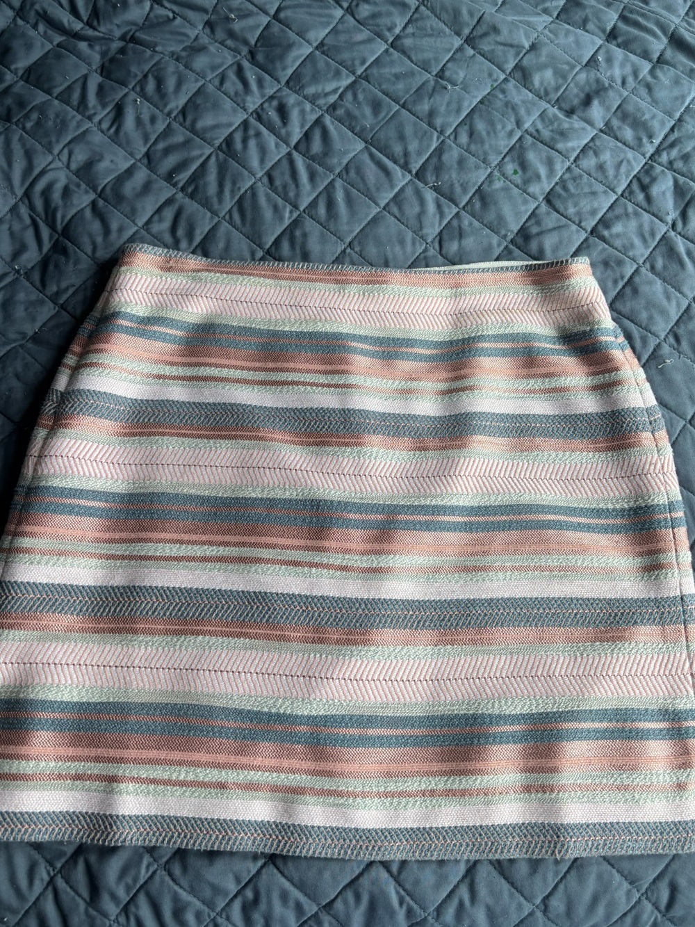 LOFT Women’s Pastel Striped, Zip Up Dress Skirt- Pink & Blue